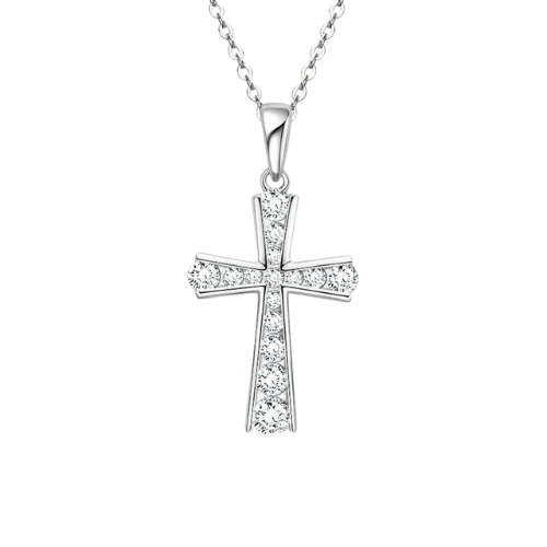 Silberne Glitzer Kreuzkette