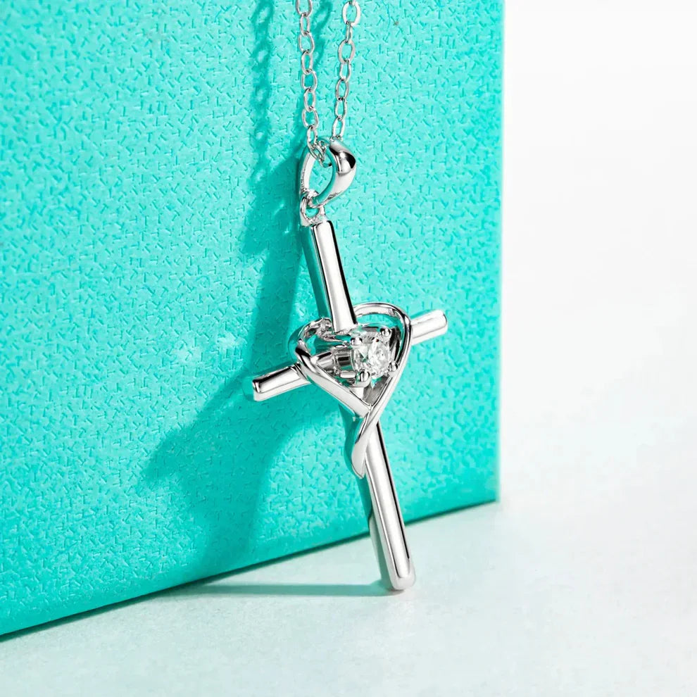 Herz Steinchen Kreuzkette